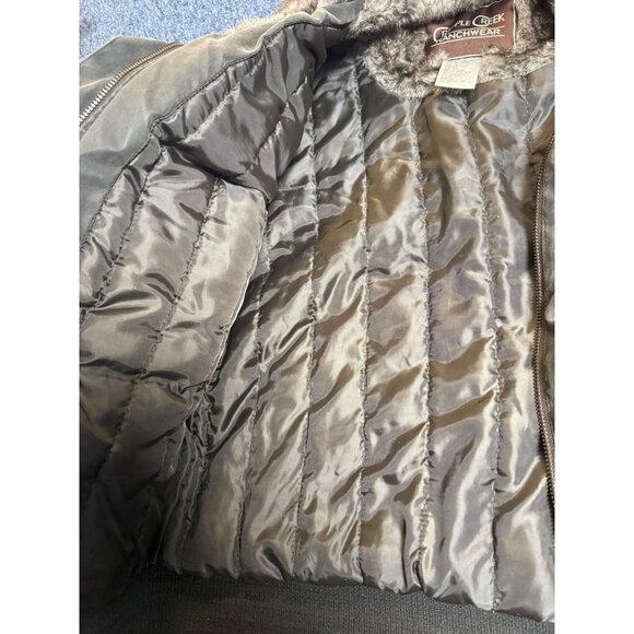 Cripple Creek Women’s Faux Leather with Fur Collar Ranch Wear Coat sz Large - Picture 3 of 5